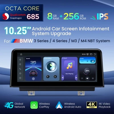 10.25" Car Screen Qualcomm 4G Android 14 8+256G CarPlay for BMW 3er NBT F30 F31 - Image 1 of 4