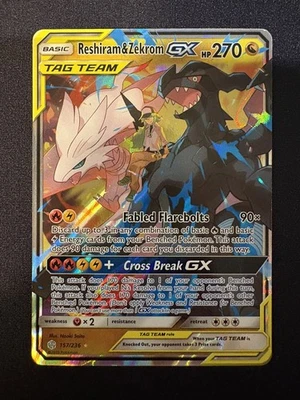 Pokemon Reshiram y Zekrom GX Sol y Luna Eclipse Cósmico Ultra Raro #157 Como Nuevo Foto 1 de 2