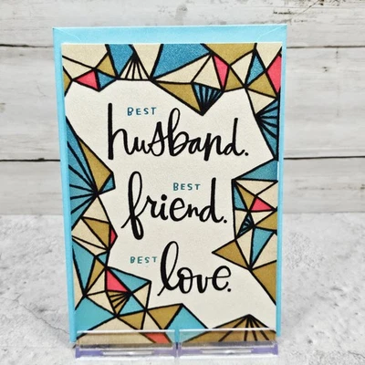 Tarjeta de felicitación de aniversario Hallmark 5x7 mejor esposo amigo amor brillo azul Foto 1 de 4