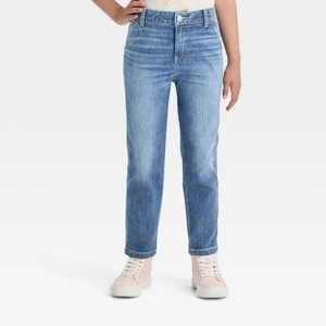 Girls’ High-Rise Carpenter Ankle Straight Jeans Cat & Jack Médium Wash 8 CL37 - Picture 1 of 1