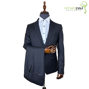 Ben Sherman Gris Traje 2 Pieza Ajustado 100% Lana Chaqueta Pantalón de Boda - Imagen 1 de 8