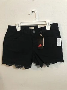 SO Girl's Denim Crochet Frayed Hem Shortie Black Size 16 Ret $24 (APO-125-2) - Picture 1 of 5