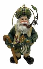 Vtg Kurk Adler Resin Irish Santa Claus Christmas Tree Ornament 4” Shamrock