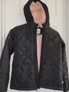 Girls Size M Jacket Coat Quilted Hooded Blue Pink Magellan Fall Winter - Picture 1 of 9