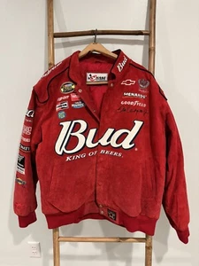 Dale Earnhardt Jr Nascar Nextel Cup Series Leather Suede Red Jacket size 2x VTG - Picture 1 of 16