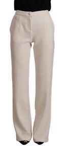 BLUMARINE Pants Ivory Polyester High Waist Straight Trouser IT40/US6/S RRP $550