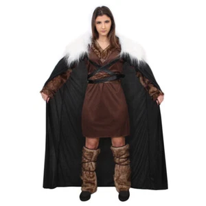 LADIES VIKING COSTUME WITH CAPE HISTORICAL MEDIEVAL WARRIOR FANCY DRESS OUTFIT - Picture 1 of 3