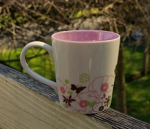 Taza Starbucks Coffee Company Rosa Peado 11oz 2006 Flor Floral Mariposas - Imagen 1 de 8