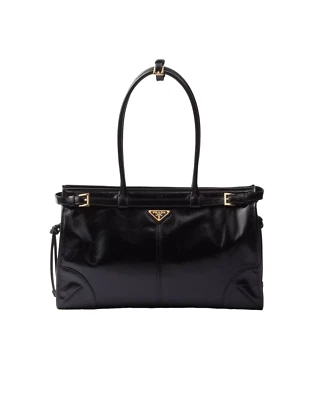 PRADA Bonnie Large $3250 Black Leather Top Handle Bag New & Authentic - Image 1 of 4