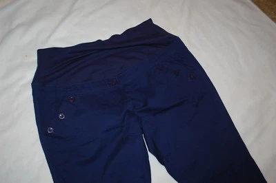 PANTALONES DE MATERNIDAD AZUL MARINO para mujer tiro bajo LG FRENTE PARA SUJETAR VIENTRE cintura elástica 1X Foto 1 de 4