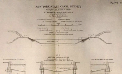 Mapa 1901 ~ SECCIONES TRANSVERSALES - 7' DE PROFUNDIDAD - CANAL CHAMPLAIN NUEVA YORK (17x26)-#14 Foto 1 de 2