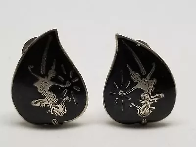 Vintage Sterling Sliver Signed SIAM Indian Hindu Goddess Dancer Clip On Earrings - Image 1 of 4