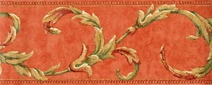 Scroll Leaf Acanthus Swirl Leaves Crowd Moulding Architectural Wallpaper Border - Picture 1 of 4