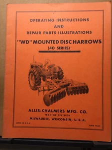 Vintage Allis-Chalmers Operator Owner Manual Parts List WD Scheibeneggen ~ Original - Bild 1 von 3