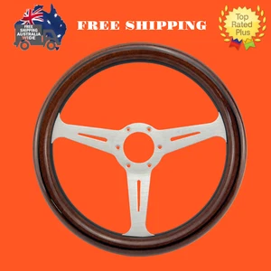 350mm Classic Wood Steering wheel Silver Spoke NDD - Picture 1 of 10