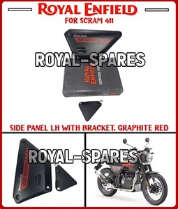 Royal Enfield "SIDE PANEL LH WITH BRACKET, GRAPHITE RED" For Scram 411 - Picture 1 of 13