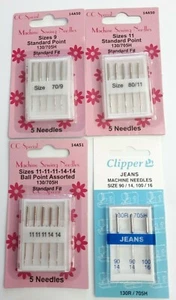Sewing Machine Needles - Standard Size 9-11 - Ballpoint - Jeans - Jersey Leather - Picture 1 of 9