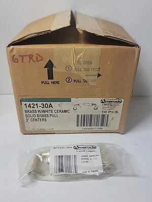 PACK DE 10 - Amerock Corp BP1421-30A 3" tirador central - latón pulido y blanco Foto 1 de 2