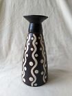 Handmade Peruvian Chulucanas Art Pottery Vase/Candle Holder Brown White Wave Dot