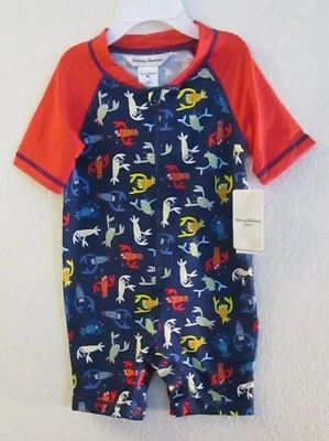 NUEVO CON ETIQUETAS Tommy Bahama Infantil Niños 1 Pieza S/S Rashguard Traje de Baño 24M Naranja $24 Foto 1 de 2