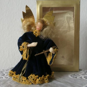 ALTER RAUSCHGOLD-ENGEL MIT HARFE - WACHSKOPF - KOESTEL - in OVP - 18 cm - Bild 1 von 2