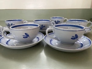 Arabia Blue Rose 7 Demitasse Cups saucer Finland Scandinavian mid century MCM - Picture 1 of 4