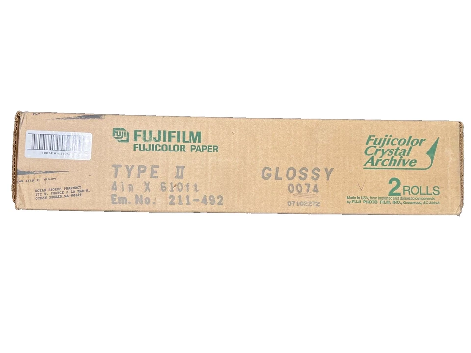 2 rollos de papel fotográfico brillante Fuji FUJIFILM FUJICOLOR Crystal Archive tipo II 4"x610' Foto 1 de 3