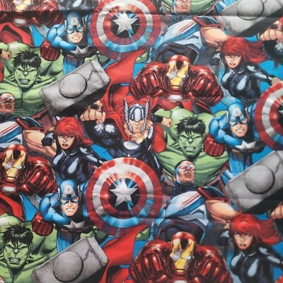 Cotton Quilt Fabric 21"x45" Springs Creative DC Avengers Marvel Large Print Hulk - Image 1 of 4