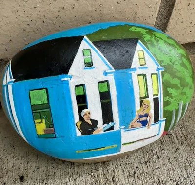 Pintura artística original “Edward Hopper”! Pintado em uma rocha grande - Imagem 1 de 4