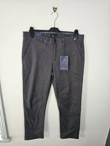 Kronstadt Daniel Twill Chinos Trousers 34x30 Grey Straight Leg Classic Stretch - Picture 1 of 10