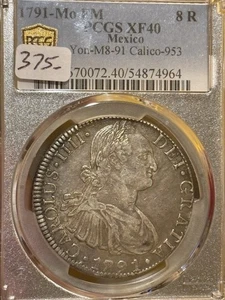 1791 Mo FM Mexico 8 Reales PCGS XF 40 Very Nice And Original Look! - Picture 1 of 2