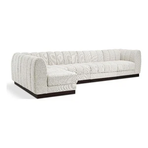 Meridian Furniture Quinn 5-Piece L-Shaped Fabric Modular Sectional in Cream - Picture 1 of 15