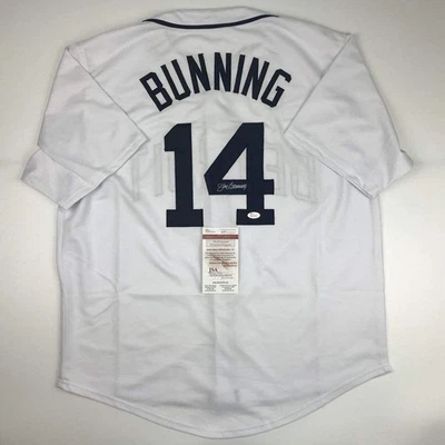 Autographed/Signed JIM BUNNING Detroit White Baseball Jersey JSA COA Auto - Image 1 of 4