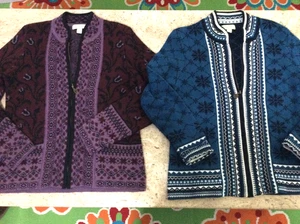 2 Women's Sz S M  APPLESEEDS Brand Cardigan Sweaters Zip Front Fall Winter Warm - Picture 1 of 15