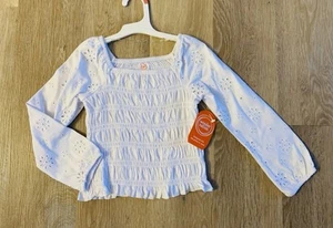(NWT) Wonder Nation Girl’s Size XS (4-5)  White Long Sleeve Eyelet Top - Picture 1 of 6