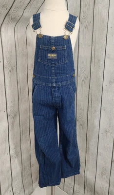 Vintage OshKosh B’Gosh Vestbak Overalls Pinstripe Denim Union Made USA Kids 70s - Image 1 of 4