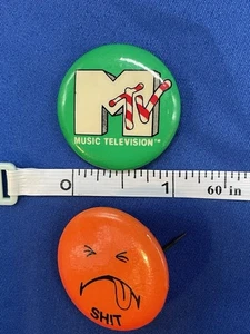 MTv Music 🎸Television Red White Stripe Pin Pinback Button Vintage Badge Bundle - Picture 1 of 3