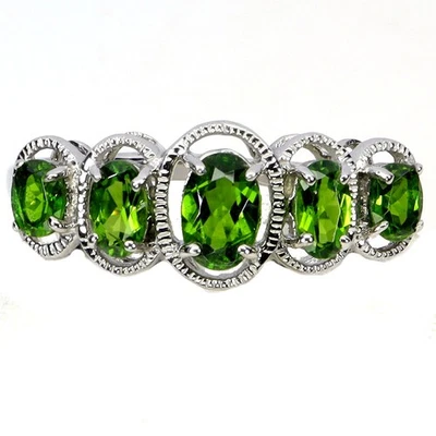 Black Friday Sterling Silver Ring Oval Chrome Diopside 6x4mm Natural Jewelry 7 - Image 1 of 4