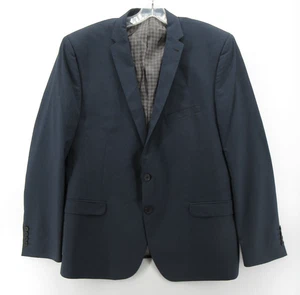 Ben Sherman Sport Coat Men 46 Blue Camden Blazer Wool Tailored Skinny Fit Plaid - Picture 1 of 13