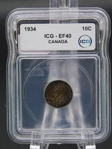 1934 10c CANADA ICG GRADED EF 40 TEN CENTS (BT1052) - Picture 1 of 4
