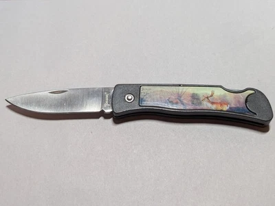 Navaja de bolsillo plegable de acero inoxidable Tomahawk con diseño de alce o ciervo hoja única Foto 1 de 4