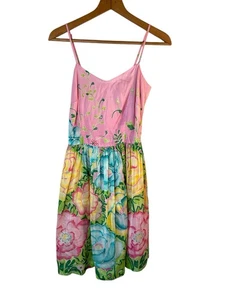 Lilly Pulitzer Joss Dress Pink Floral Silk Cotton Blend Fit & Flare Size 0 - Picture 1 of 11