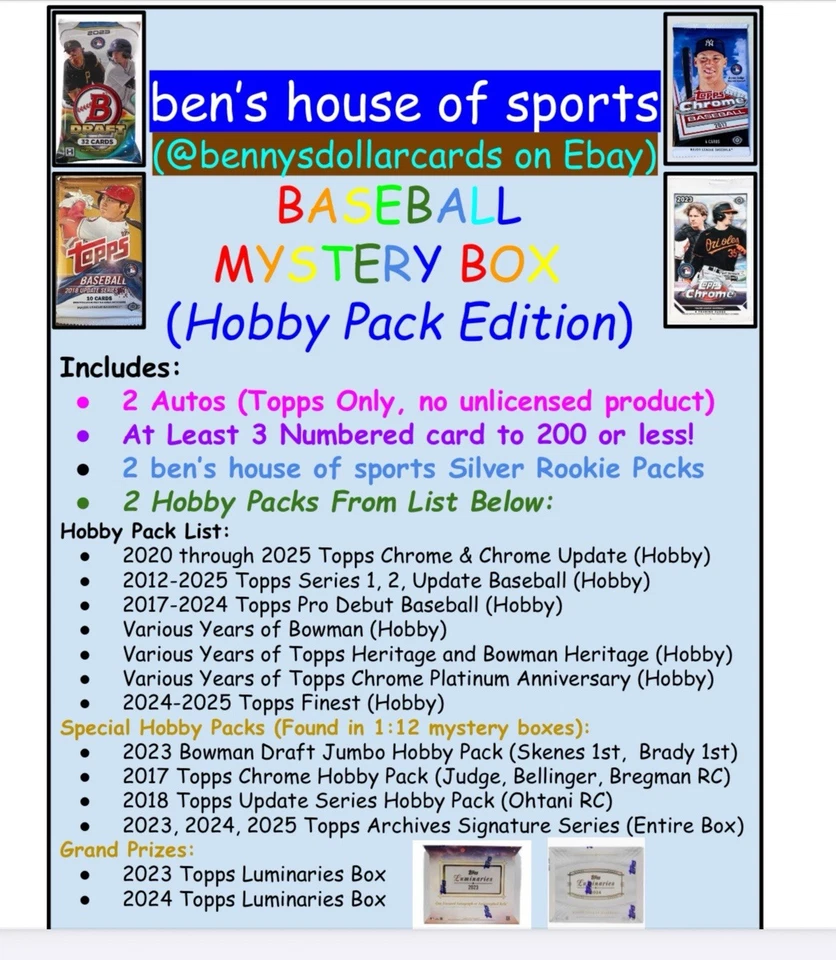 Topps Baseball Mystery Box Hobby Pack Edition, High End Resealed Product 2025 - Image 1 of 1