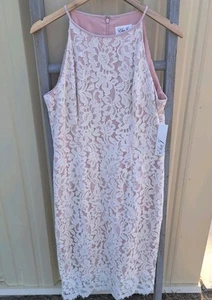 NEU Eliza J Größe 12 elfenbeinfarben Spitze Midi Cocktail Party ärmelloses Kleid EJ2M9631 168 $ - Bild 1 von 8