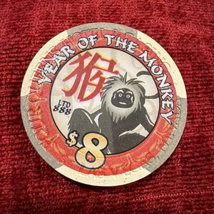 $8 Four Queens Anno della Scimmia LE Chip Downtown Las Vegas 2004 Capodanno cinese - Foto 1 di 10