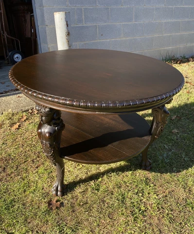 R. J. HORNER CARVED FIGURAL OAK CENTER TABLE Cover