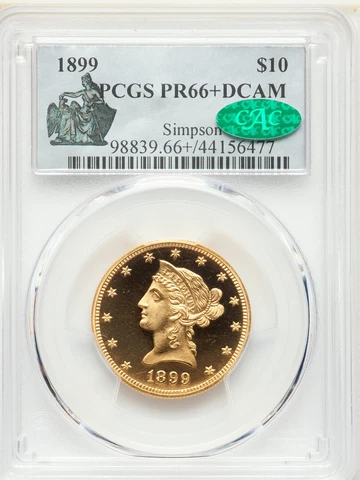 1899 LIBERTY HEAD $10 PCGS PR 66+ DCAM Cover