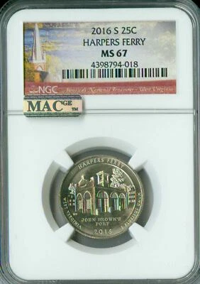 2016 S HARPERS FERRY NGC MS67 PQ 2ND FINEST REGISTRY MAC SPOTLESS * - Image 1 of 4