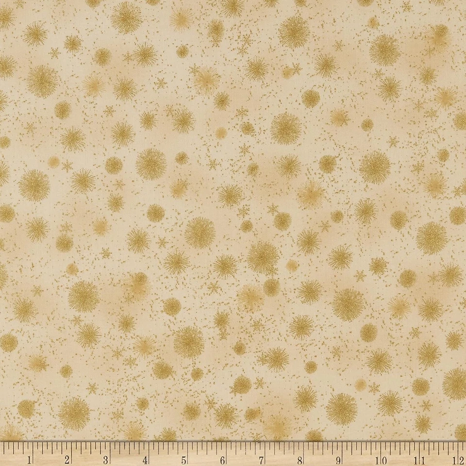 Tela de algodón Stof Star Sprinkle Stardust beige dorado 1/2 yarda Foto 1 de 1