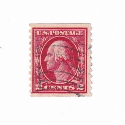 MATT'S STAMPS SCOTT #444, 2-CENT GEORGE WASHINGTON 1914 COIL VF-XF 85 USED CV$70 - Image 1 of 3